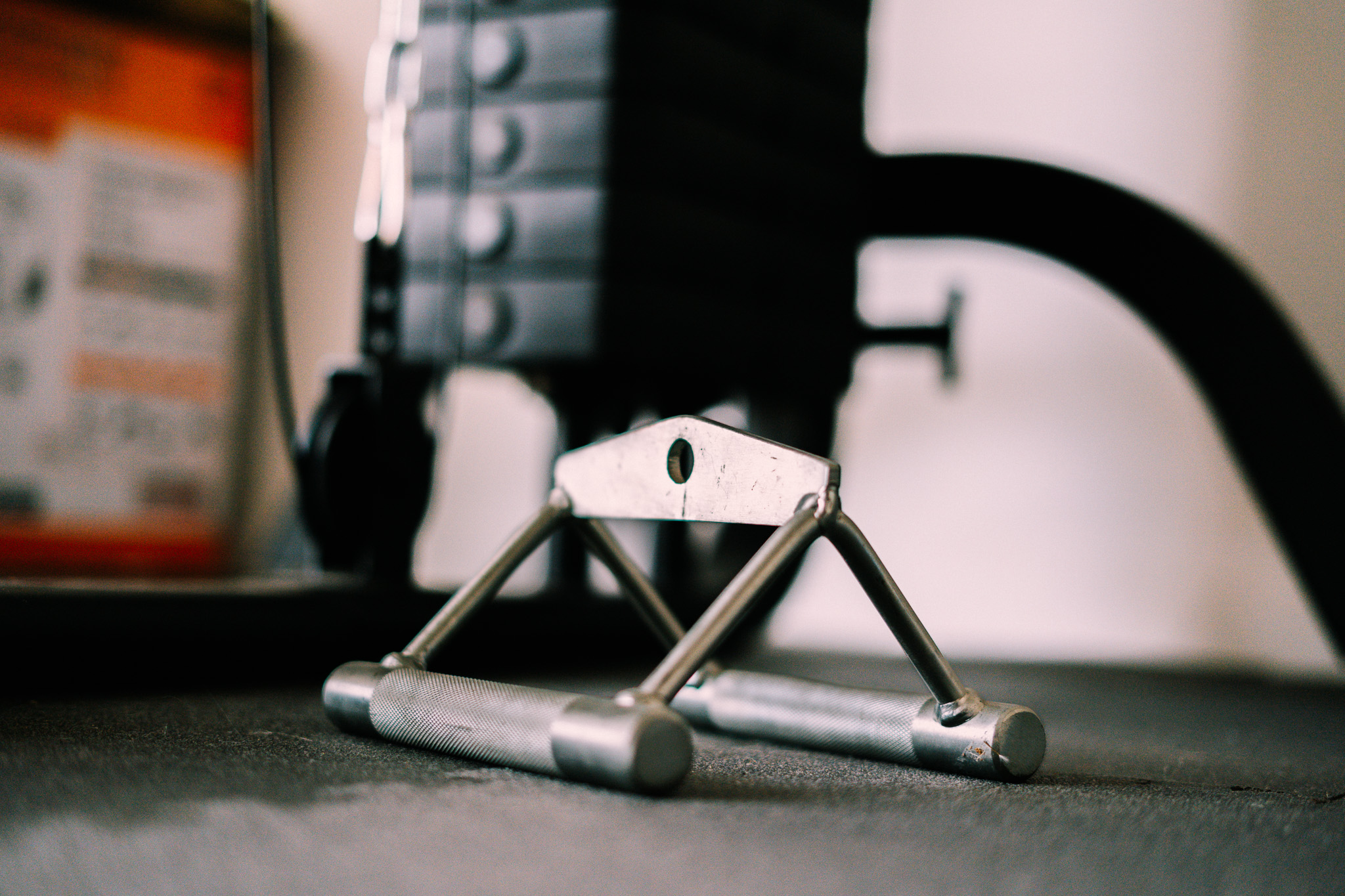 Cable handle of the weight machine in the private gym